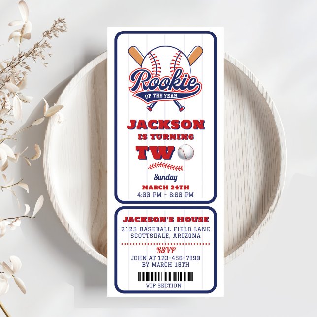 Invitation Billet de baseball de la nouvelle de l'année 2e an (Créateur téléchargé)