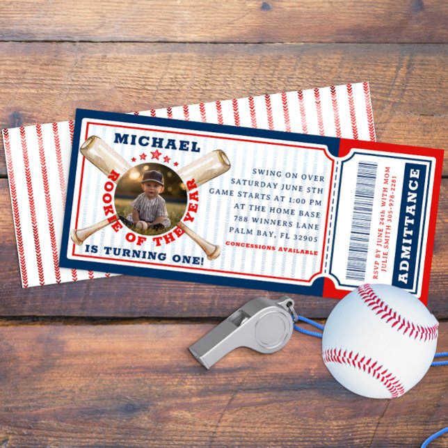 Invitation Billet de baseball de la recrue de l'année Anniver (Baseball Ticket Birthday Party Invitation)