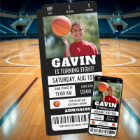 Billet de basket-ball personnalisé fête d'annivers