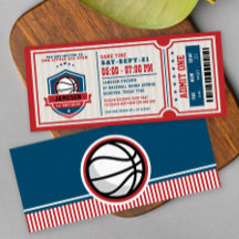 Billet de basketball Vintage rouge fête d'annivers