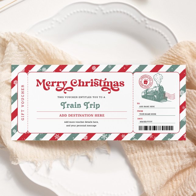Invitation Billet de boarding de Noël pour voyage en train (Créateur téléchargé)