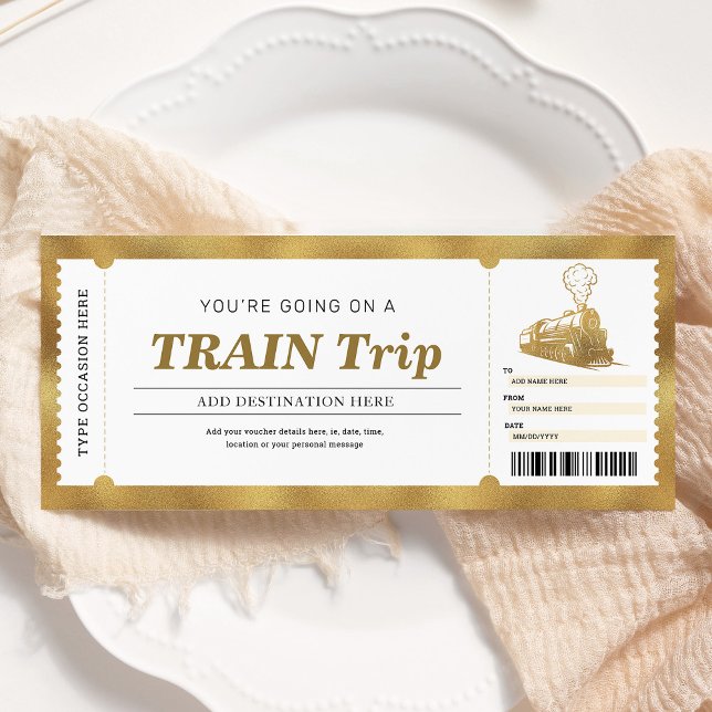 Invitation Billet de boarding pour voyage en train d'or Bon d (Créateur téléchargé)