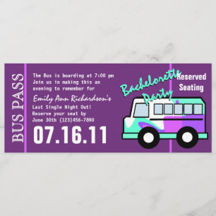 Invitation Billet de bus pour l'enterrement de vie de jeune f