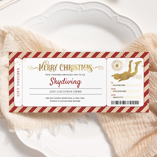 Invitation Billet de certificat cadeau de Noël Skydiving (Créateur téléchargé)