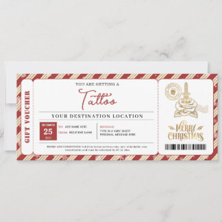 Invitation Billet de certificat de Noël de tatouage personnal