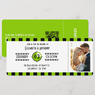 Invitation Billet de cinéma vert gras, noir et blanc pour mar