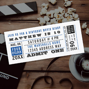 Invitation Billet de cinéma vintage Anniversaire Couleurs per