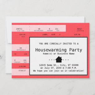Invitation billet de concert rouge