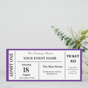 Invitation Billet de événement personnalisé, Billet de concer