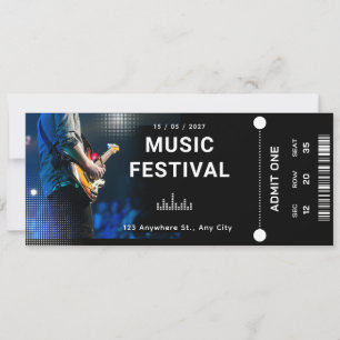 Invitation Billet de festival de musique personnalisé Événeme