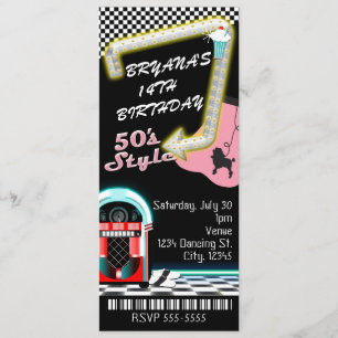 Invitation billet de fête d'anniversaire de thème de style