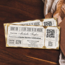 Billet de film Vintage rustique avec code QR RSVP