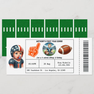 Invitation Billet de football pour le premier anniversaire
