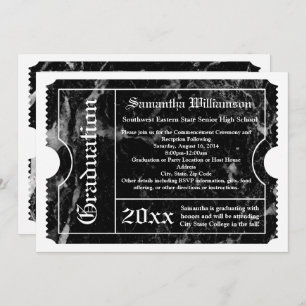 Invitation Billet de graduation moderne en marbre noir