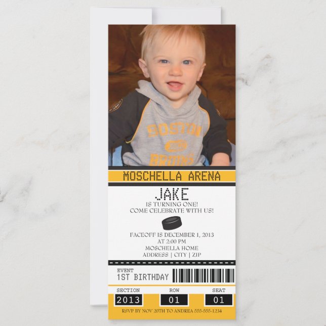 Invitation Billet de hockey Anniversaire (Devant)
