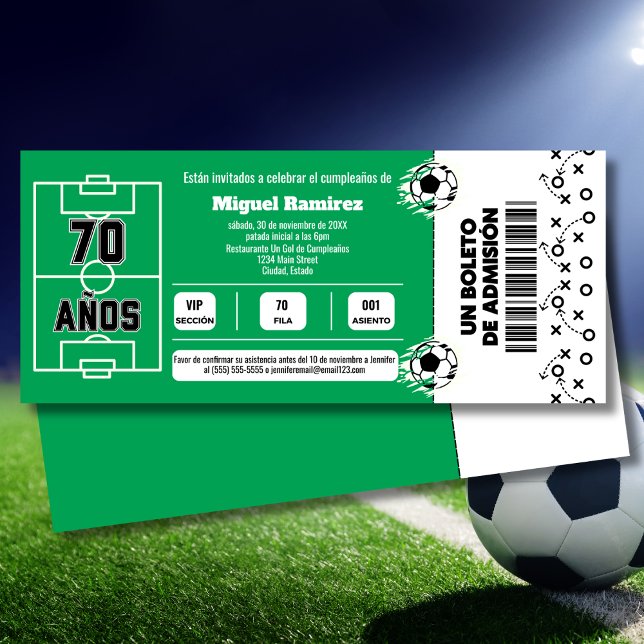 Invitation Billet de jeu de football espagnol pour 70ème anni (Créateur téléchargé)