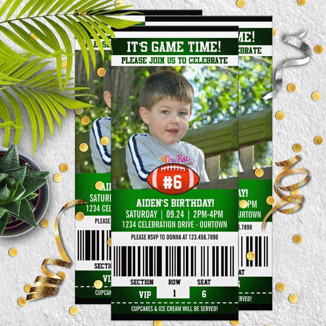 Invitation Billet de jeu de football fête d'anniversaire (Créateur téléchargé)