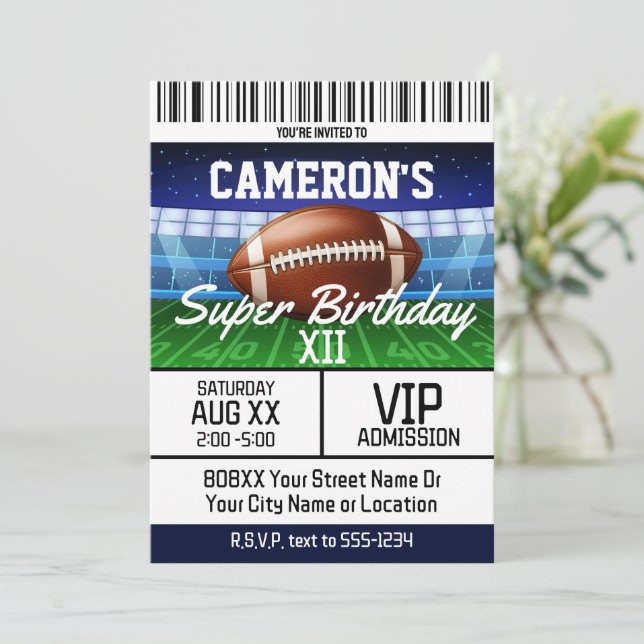 Invitation Billet de jeu de football Super fête d'anniversair (Debout devant)