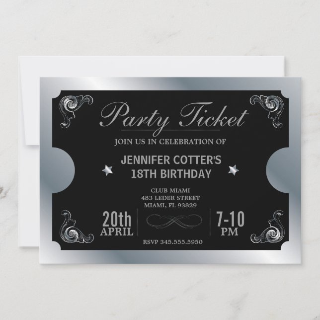 Invitation Billet de la fête d'argent (Devant)