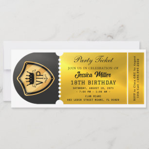 Invitation Billet de la soirée Noir & Or