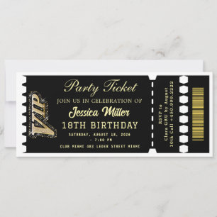 Invitation Billet de la soirée Noir & Or