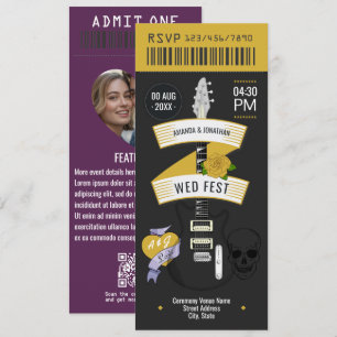 Invitation Billet de mariage Rock Glam Rock 'n' Roll