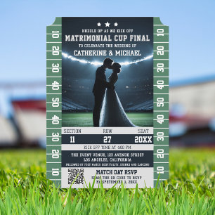 Invitation Billet de match de football QR Code Mariage avec R