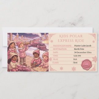 Invitation Billet de passage pour la balade en train Rose Pol