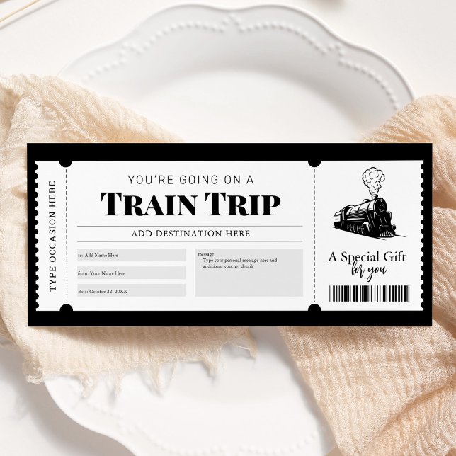 Invitation Billet de passe d'embarquement pour voyage en trai (Créateur téléchargé)