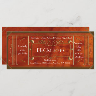 Invitation billet de PROM d'art déco, luxe en cuir