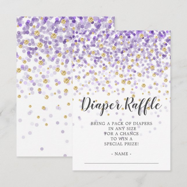 Invitation Billet de rabat à Baby shower Confetti violet (Devant / Derrière)