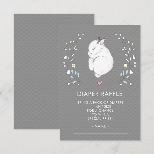 Invitation Billet de rabat à Baby shower de lapin couché (Devant / Derrière)