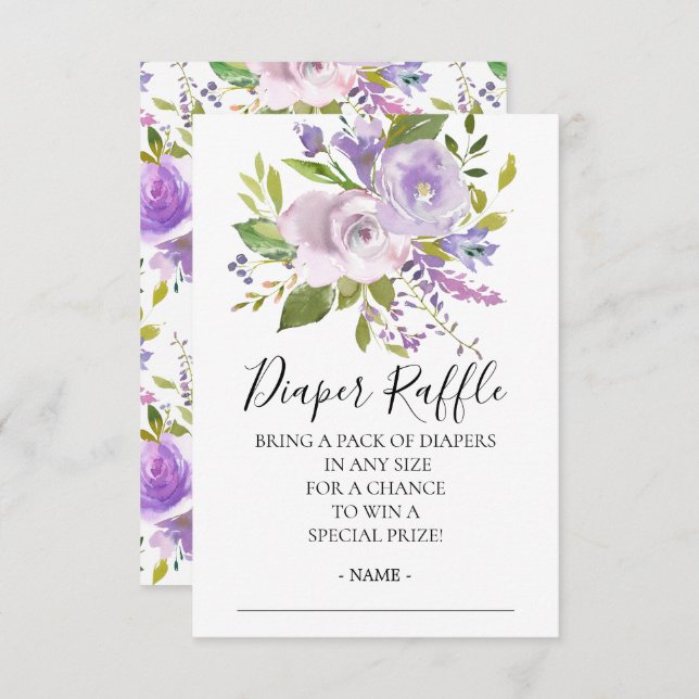 Invitation Billet de rabat de Baby shower floral Lavender (Devant / Derrière)