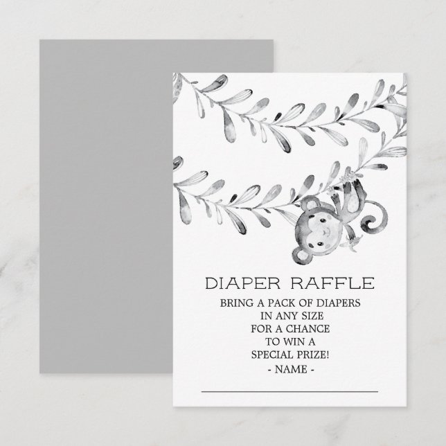 Invitation Billet de rabat de Baby shower neutre singe (Devant / Derrière)