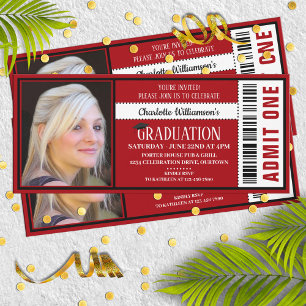 Invitation Billet de remise de diplôme de fête de couleur rou