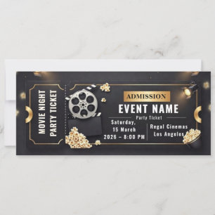 Invitation Billet de soirée cinéma personnalisable 2026