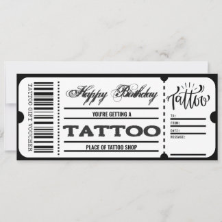 Invitation Billet de tatouage Certificat Billet cadeau