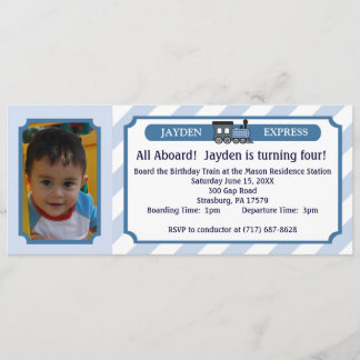 Invitation Billet de train de photo - bleu-clair