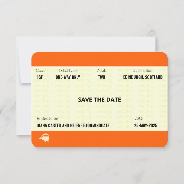 Invitation Billet de train inspiré | LGBTQ+ Enregistrer la da (Devant)