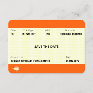 Invitation Billet de train inspiré Mariage gay Enregistrer