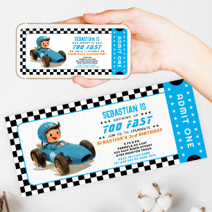 Invitation Billet de voiture Blue Too Fast Racing Anniversair