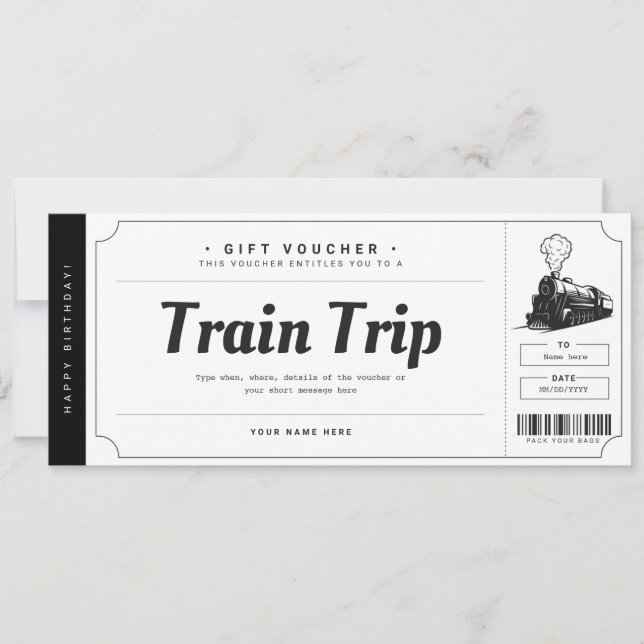Invitation Billet de voyage en train surprise Bon de cadeau (Devant)