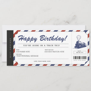Invitation Billet de voyage en train surprise Bon de cadeau