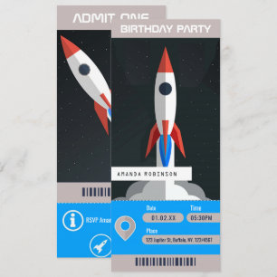 Invitation Billet de voyage pour une fête d'anniversaire sur 