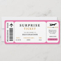 Billet de voyage surprise Billet d'avion Passage d