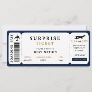 Invitation Billet de voyage surprise Billet d'avion Passe d'e