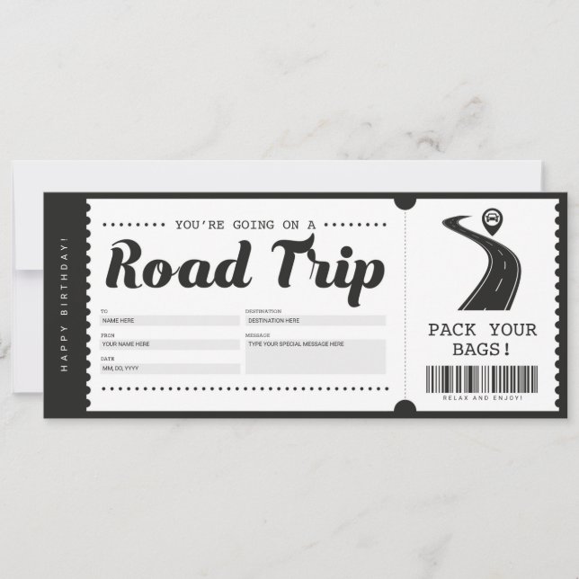 Invitation Billet de voyage surprise cadeau bon de certificat (Devant)