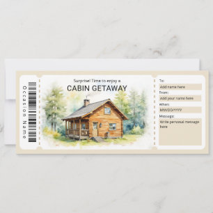 Invitation Billet de voyage surprise en chalet