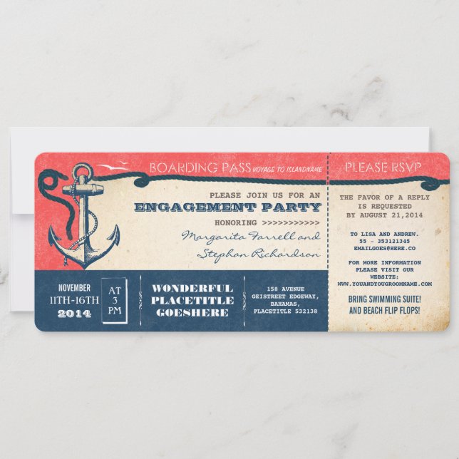 Invitation billet d'embarquement de la partie fiançale avec R (Devant)