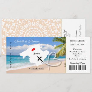Invitation Billet d'embarquement Mariage Destination Majorque
